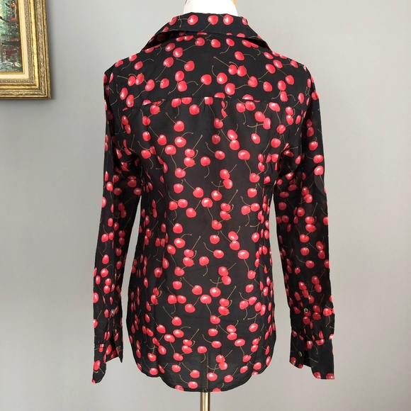 J.Crew shirt with cherry print, size: 0 - Picture 3 of 5